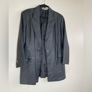 Vintage Newport News Leather Jacket black size 14W